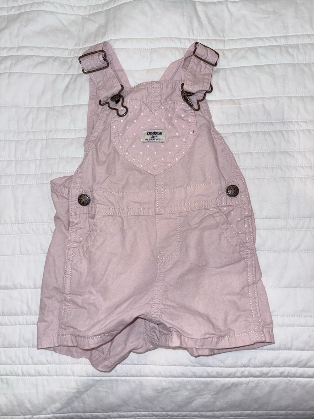 OshKosh B'gosh Light Pink Heart Short Overalls